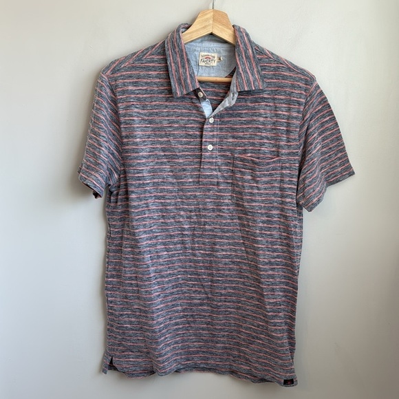 FAHERTY Short Sleeve Striped Polo SZ M - Picture 3 of 9